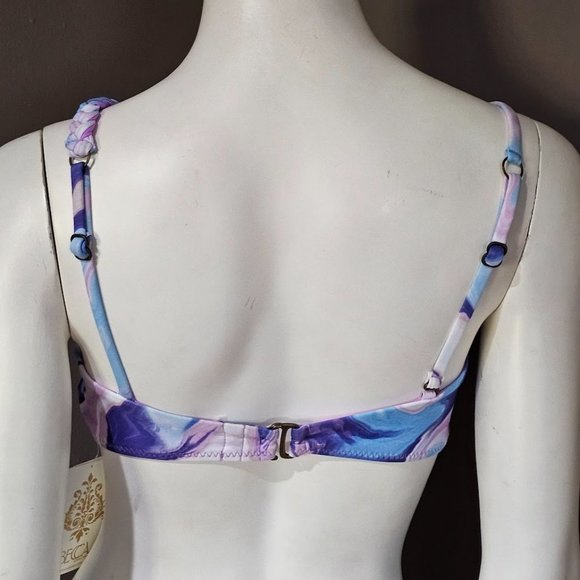 Becca Blue Agate Kimberly Asymmetrical Swim Bikini Top Size Medium - Picture 4 of 11